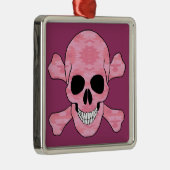 Rosa Camouflage Skull and Crossbones Square Orname Silbernes Ornament (Rechts)