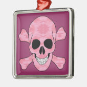 Rosa Camouflage Skull and Crossbones Square Orname Silbernes Ornament (Links)