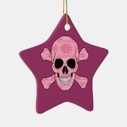 Rosa Camouflage Skull and Crossbones Star Ornament (Rechts)