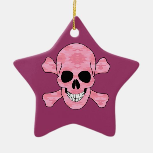 Rosa Camouflage Skull and Crossbones Star Ornament (Vorne)