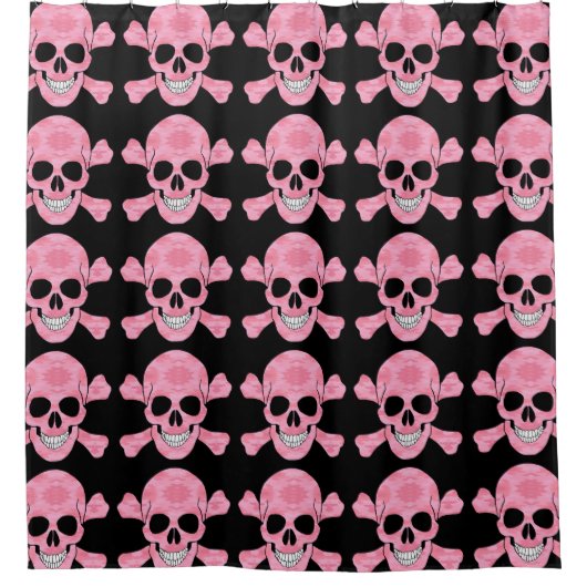 Rosa Camouflage Skull Crossbones Duschvorhang (Vorderseite)