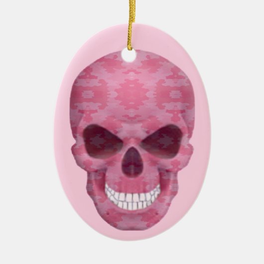 Rosa Camouflage Skull Oval Ornament (Vorne)