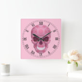 Rosa Camouflage Skull Roman Numerale Clock Quadratische Wanduhr (Zuhause)