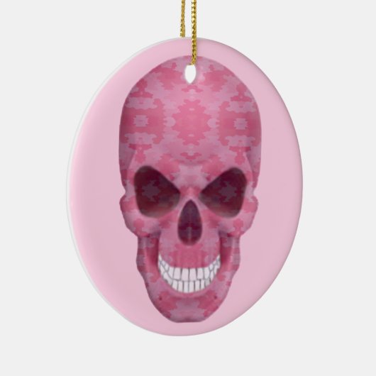 Rosa Camouflage Skull Round Ornament (Rechts)