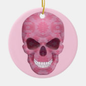 Rosa Camouflage Skull Round Ornament (Vorne)