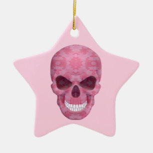 Rosa Camouflage Skull Star Ornament