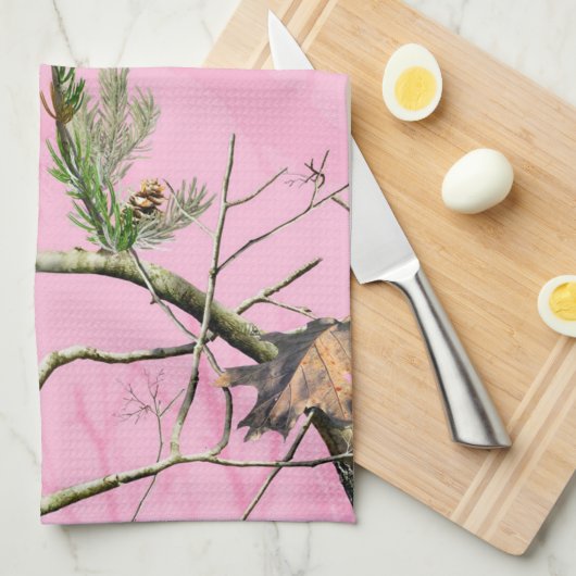 Rosa Camouflage-Tarnungs-Jagd-Küchen-Geschirrtuch Geschirrtuch (Viertel Falte)