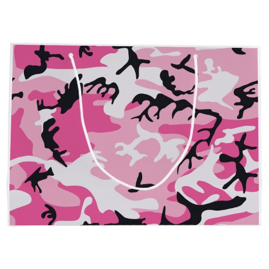 Rosa Camouflage-Tarnungs-Muster Große Geschenktüte (Rückseite)