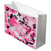 Rosa Camouflage-Tarnungs-Muster Große Geschenktüte (Vorderseite Schrägansicht)