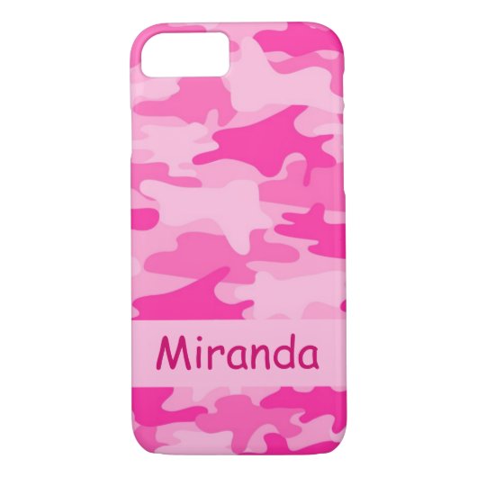 Rosa Camouflage-Tarnungs-Name personalisiert Case-Mate iPhone Hülle (Rückseite)