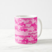 Rosa Camouflage-Tarnungs-Name personalisiert Kaffeetasse (VorderseiteRechts)