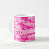 Rosa Camouflage-Tarnungs-Name personalisiert Kaffeetasse (Vorderseite Links)