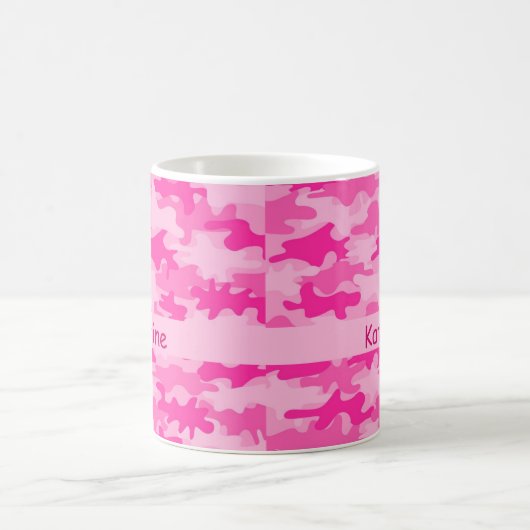 Rosa Camouflage-Tarnungs-Name personalisiert Kaffeetasse (Mittel)