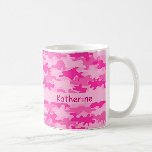 Rosa Camouflage-Tarnungs-Name personalisiert Kaffeetasse (Rechts)