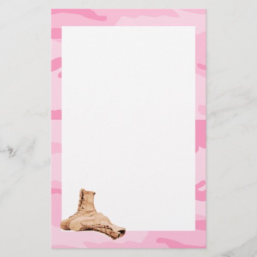 Rosa Camouflage und Kampfstiefel Briefpapier (Vorderseite)