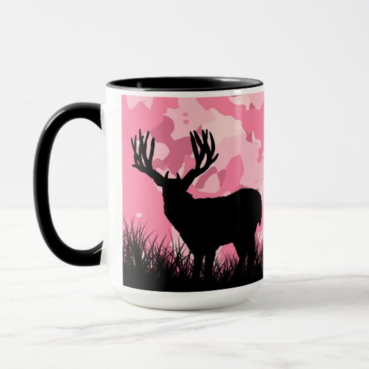 Rosa Camouflage Whitetail Buck Deer Tasse (Links)