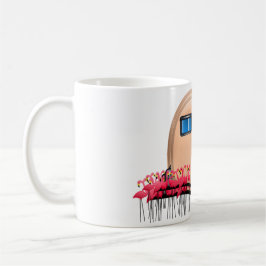 Rosa Camper und Flamingos Kaffeetasse