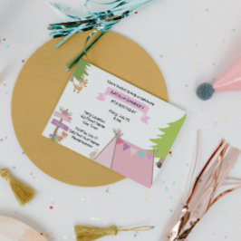 Rosa Camping Geburtstagsfeier Einladung