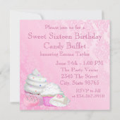 Rosa Candy Buffet Party Einladung (Rückseite)