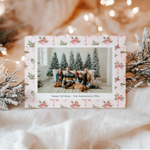 Rosa Candy Canes Wallpaper Foto Holiday Card Feiertagskarte