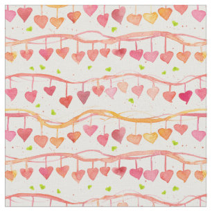Rosa Candy-Hearts Lieben dich Orange Aquarell Stoff
