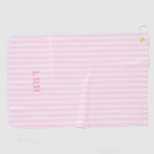 Rosa Candy Stripe Design Kleine Initialen Monogram Golfhandtuch (Horizontal)