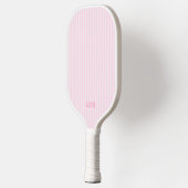 Rosa Candy Stripe Design Kleine Initialen Monogram Pickleball Schläger (Links)
