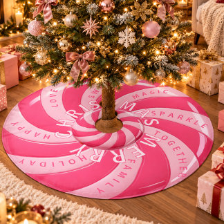 Rosa Candy Swirl Frohe Weihnachtsbaum  Polyester Weihnachtsbaumdecke