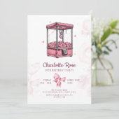 Rosa Candyland Arcade Girl Birthday Party Einladung (Stehend Vorderseite)