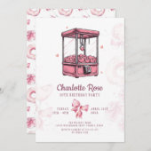 Rosa Candyland Arcade Girl Birthday Party Einladung (Vorne/Hinten)