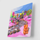 Rosa Candyland Quadratische Wanduhr (Winkel)