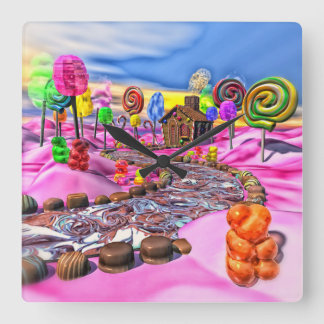 Rosa Candyland Quadratische Wanduhr