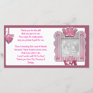 Rosa candystripe Rahmen danken Ihnen, vom Baby zu Dankeskarte