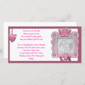 Rosa candystripe Rahmen danken Ihnen, vom Baby zu Dankeskarte (Vorne/Hinten)