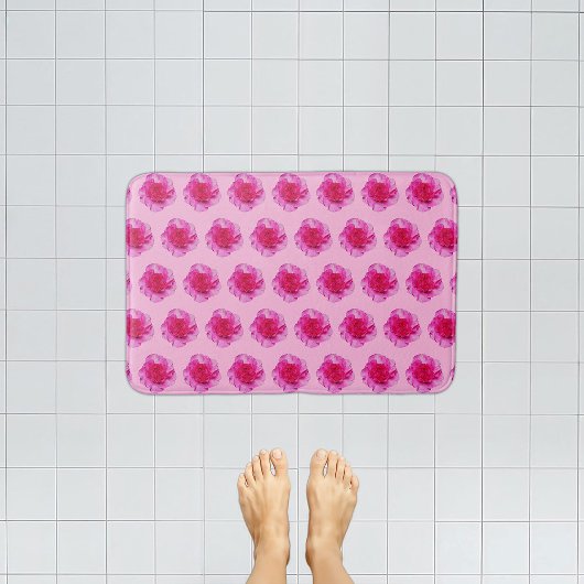 Rosa Carnation Blume Nahtloses Muster auf Bath Mat Badematte
