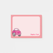 Rosa Cartoon-Auto Post-it Klebezettel (Vorderseite)