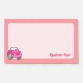 Rosa Cartoon-Auto Post-it Klebezettel (Vorderseite)