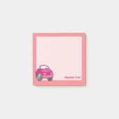 Rosa Cartoon-Auto Post-it Klebezettel (Vorderseite)
