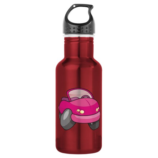 Rosa Cartoon-Auto Trinkflasche (Vorderseite)