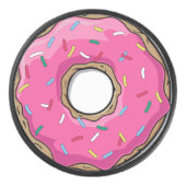 Rosa Cartoon Donut mit Sprinklen Eishockey Puck (Vorderseite)