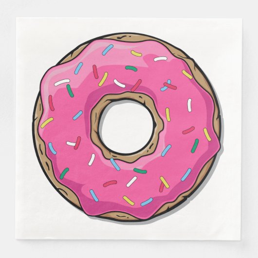 Rosa Cartoon Donut mit Sprinklen Serviette (Vorderseite)