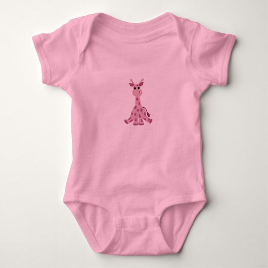 Rosa Cartoon Giraffe Baby Strampler (Vorderseite)
