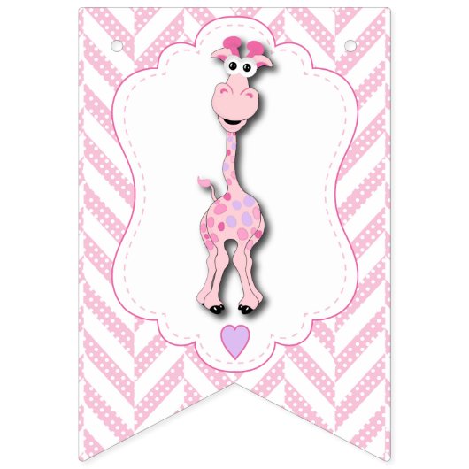 Rosa Cartoon Giraffe Babydusche Wimpelkette (Zweite Fahne)