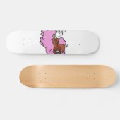 Rosa Cartoon | Hintergrundfarbe auswählen Skateboard (Horizontal)