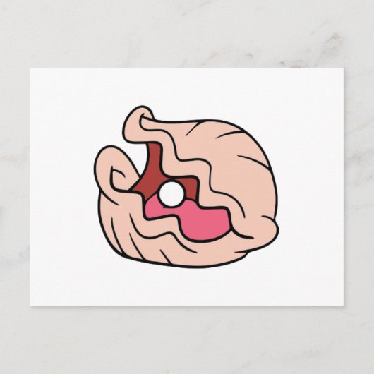 Rosa Cartoon Klam mit einer Perle darin Postkarte (Vorderseite)