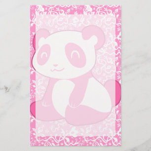 Rosa Cartoon-Panda Briefpapier