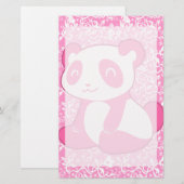 Rosa Cartoon-Panda Briefpapier (Vorne/Hinten)