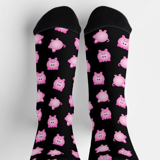Rosa Cartoon Schweinefleisch Geldbox Socken (Oben)