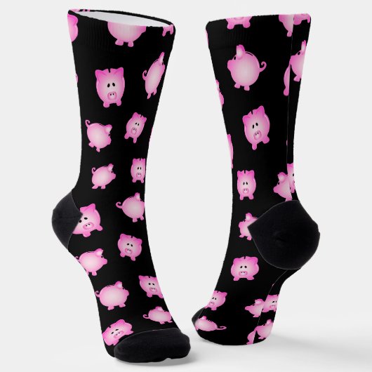Rosa Cartoon Schweinefleisch Geldbox Socken (Gewinkelt)