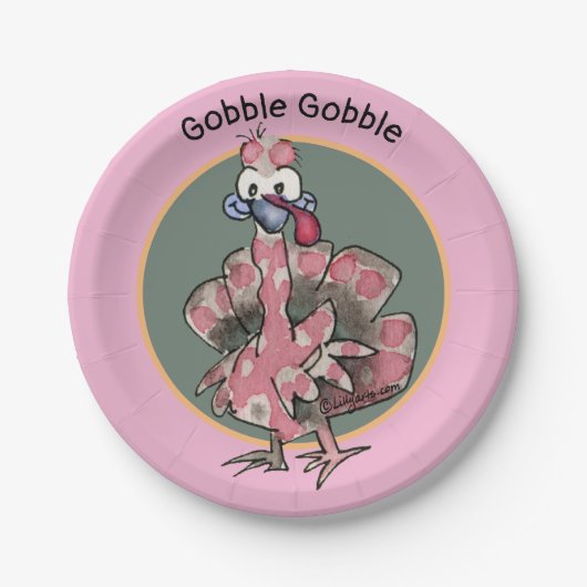 Rosa Cartoon Türkei Globalpapier Teller (Vorderseite)